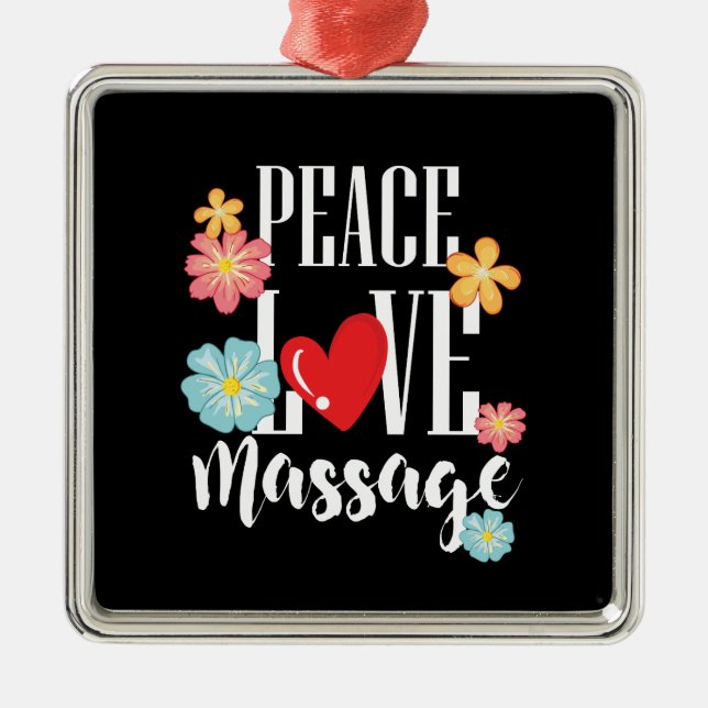 Peace Love Massage Metal Tree Decoration (Front)