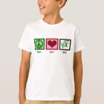 Peace Love Math Kids T-Shirt<br><div class="desc">What is the square root of x? I am great at solving math problems. A cute math kids shirt for a child who loves mathematics.</div>