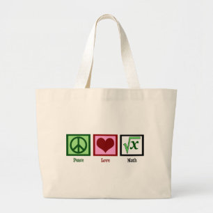 Peace Love Math Large Tote Bag