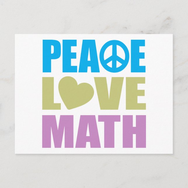 Peace Love Math Postcard (Front)