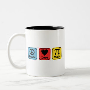 Peace Love Math Teachers Gifts for Mens Womens  Two-Tone Coffee Mug
