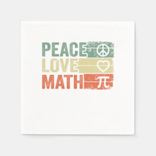 Peace Love Math Vintage Math Nerd Retro Funny Math Napkin