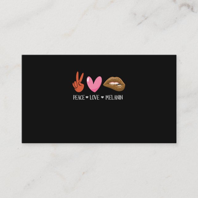 Peace Love Melanin Black Women Pride Afro African. Business Card (Front)