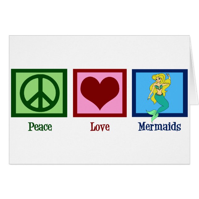 Peace Love Mermaids Card (Front Horizontal)