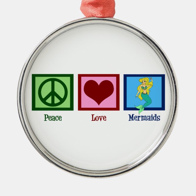 Peace Love Mermaids Metal Tree Decoration (Front)