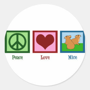 Peace Love Mice Classic Round Sticker