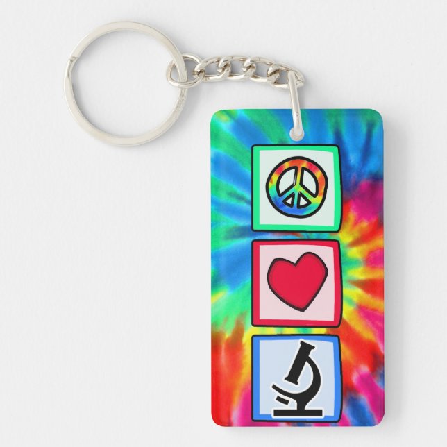 Peace, Love, Microscopes Key Ring (Front)