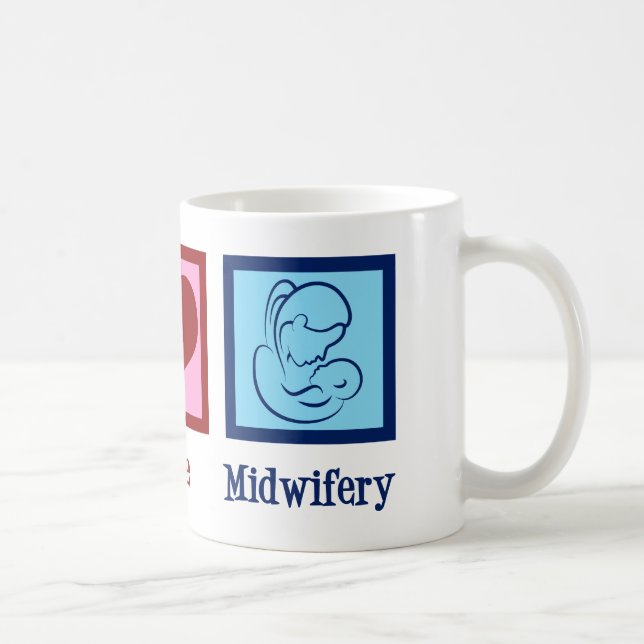 Peace Love Midwifery Cute Midwife Coffee Mug (Right)