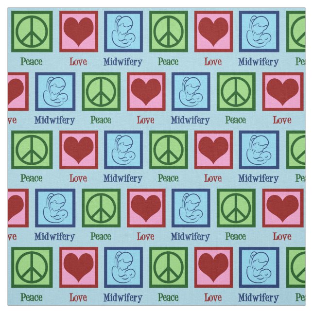 Peace Love Midwifery Cute Midwife Fabric (Swatch)