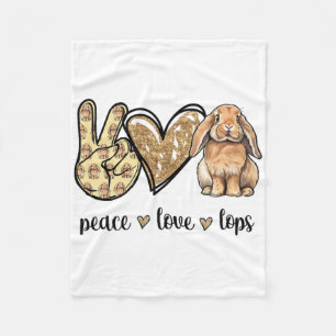 Peace Love Mini Holland Lop Bunny Rabbit Lover Fleece Blanket