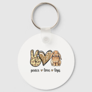 Peace Love Mini Holland Lop Bunny Rabbit Lover Key Ring