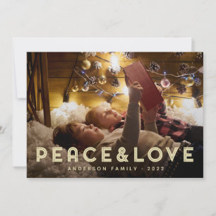 Peace & Love Modern Simple Typography Holiday Card