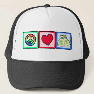 Peace, Love, Money Trucker Hat