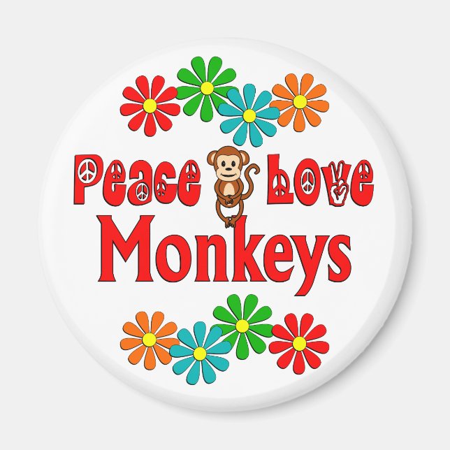Peace Love Monkeys Magnet (Front)