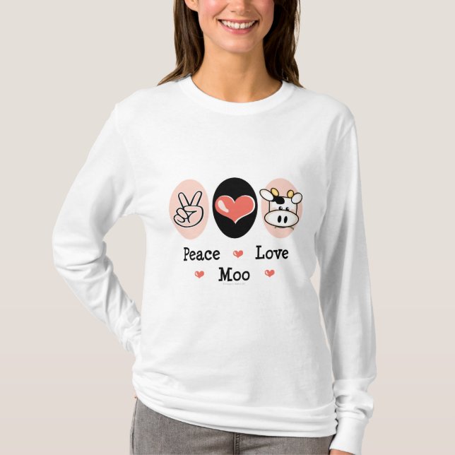 Peace Love Moo Cow Long Sleeve Tee Shirt (Front)