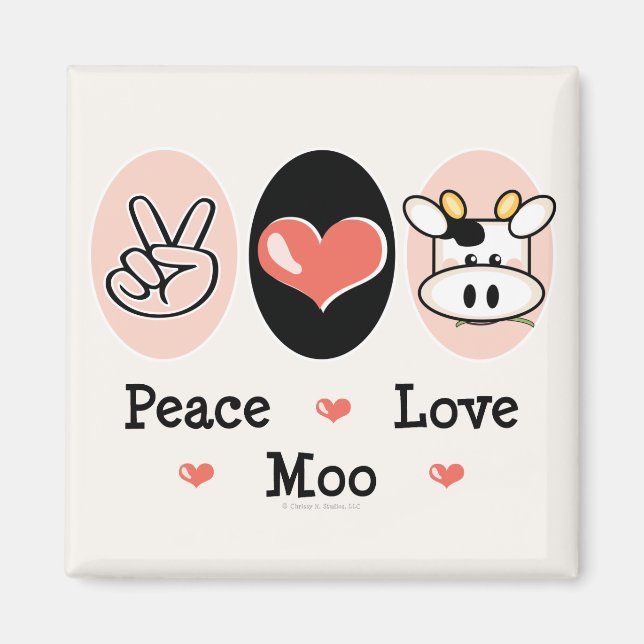 Peace Love Moo Cow Magnet (Front)