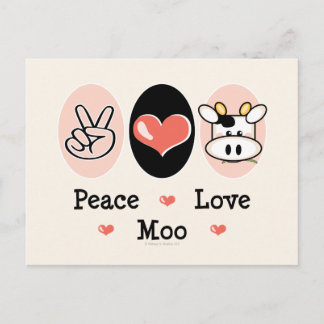 Peace Love Moo Cow Postcard
