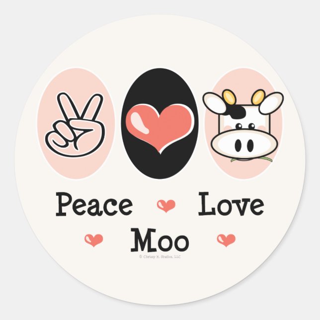 Peace Love Moo Cow Stickers (Front)