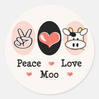 Peace Love Moo Cow Stickers