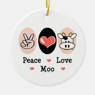 Peace Love Moo Ornament