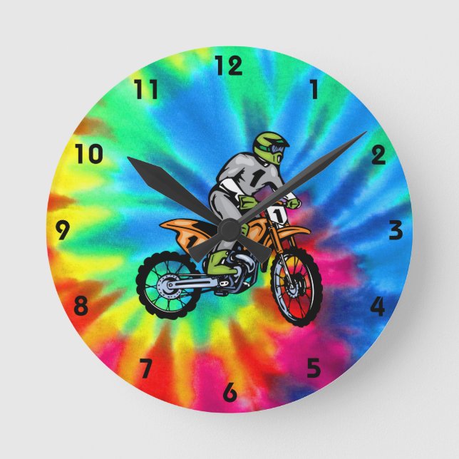 Peace, Love, Motocross Round Clock (Front)