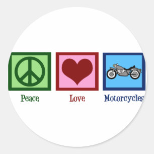 Peace Love Motorcycles Classic Round Sticker