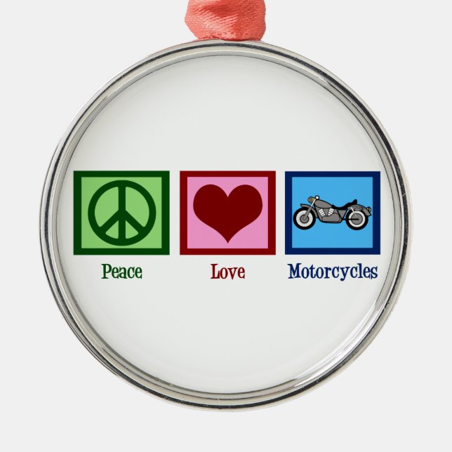 Peace Love Motorcycles Metal Tree Decoration (Front)