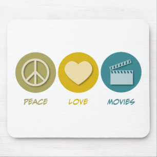 Peace Love Movies Mouse Mat