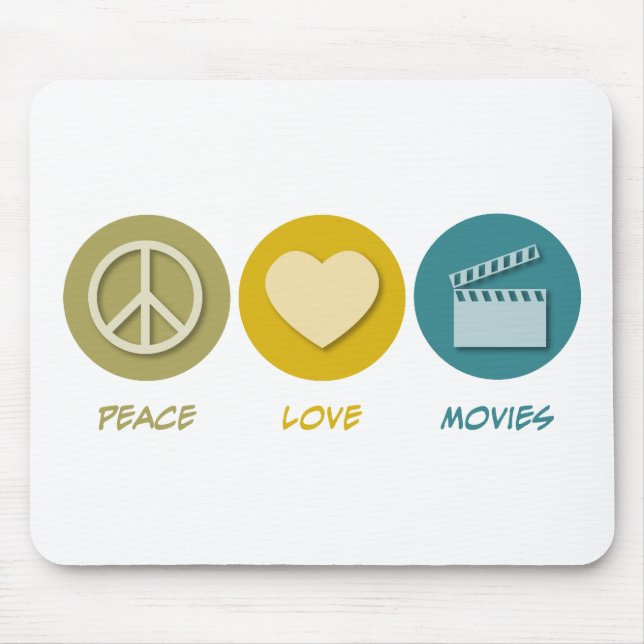 Peace Love Movies Mouse Mat (Front)