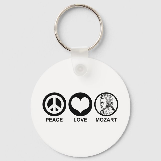 Peace Love Mozart Key Ring (Front)