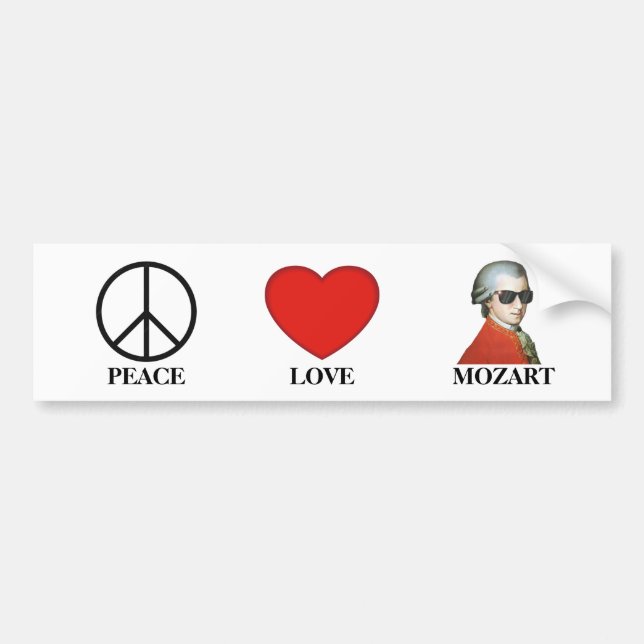 Peace Love Mozart - Musical Bumper Sticker! Bumper Sticker (Front)