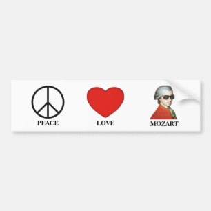 Peace Love Mozart - Musical Bumper Sticker! Sticker