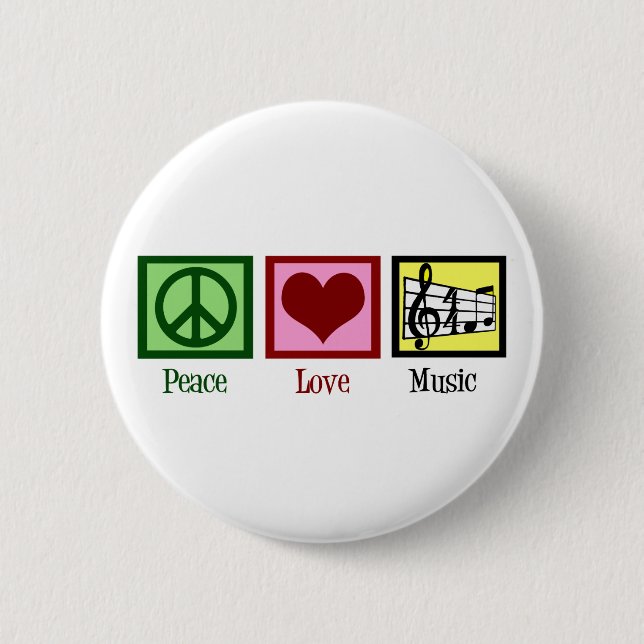 Peace Love Music 6 Cm Round Badge (Front)