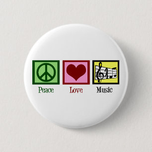 Peace Love Music 6 Cm Round Badge