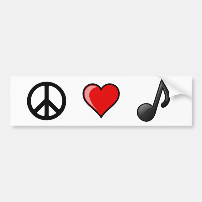 Peace Love Music Bumper Sticker (Front)