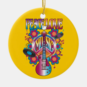 Peace-Love-Music Ceramic Tree Decoration