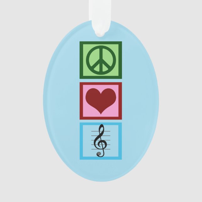 Peace Love Music Choir Band Musician Ornament (Front)