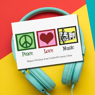 Peace Love Music Custom Band or Choir Christmas Holiday Card