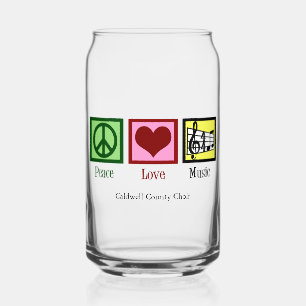 Peace Love Music Custom Cute Musician Can Glass