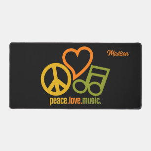 Peace Love Music custom name Desk Mat