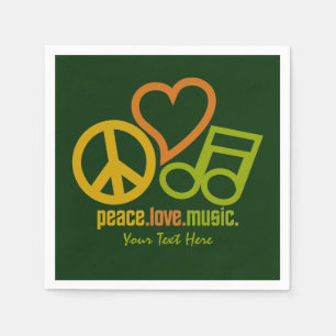 Peace Love Music custom paper napkins