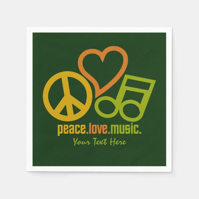 Peace Love Music custom paper napkins (Front)