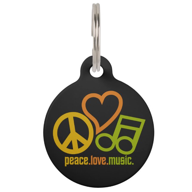 Peace Love Music custom pet tags (Front)