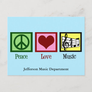 Peace Love Music Custom Postcard