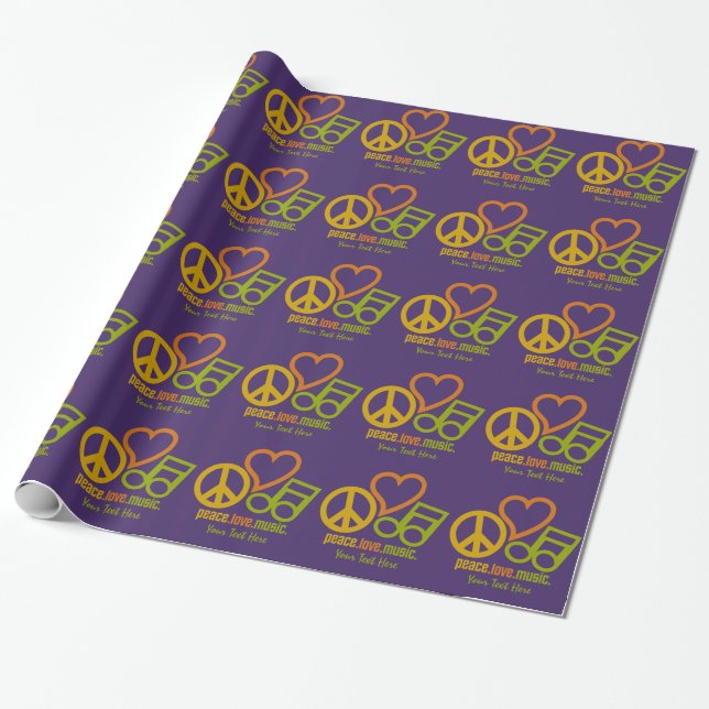 Peace Love Music custom wrapping paper (Unrolled)
