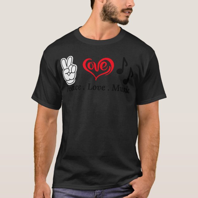 Peace Love Music funny T-Shirt (Front)