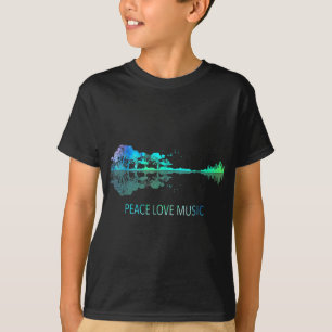 Peace Love Music Guitar Lake Shadow Hippie Musicia T-Shirt