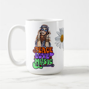 Peace, Love & Music Hippie Gal  Coffee Mug