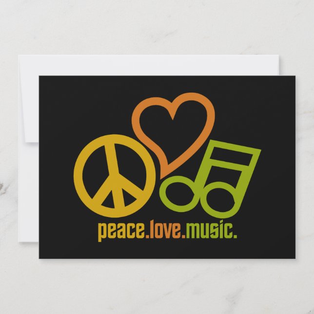 Peace Love Music invitation, customisable Invitation (Front)