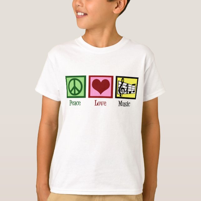 Peace Love Music Kids T-Shirt (Front)